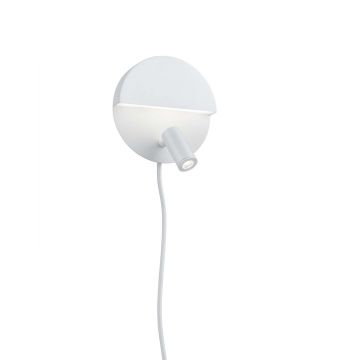 Mario Applique Tonda Led Doppia Emissione Con Faretto Orientabile Bianco Opaco Con Interruttore E Doppia Accensione D. 16Cm Trio Bianco