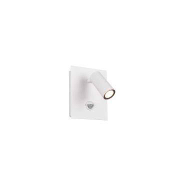 Tunga Spot Led Orientabile Bianco Da Esterno Con Sensore H. 12Cm Ip54 Trio Bianco