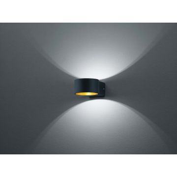 Lacapo Applique Led Nera Interno Oro D. 10 P. 15 Led Osram Trio Nero