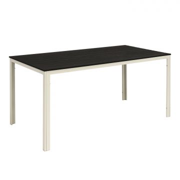Metalwood - Tavolo da giardino rettangolare effetto legno 156x78xH74 cm Gdlc Grigio 10%