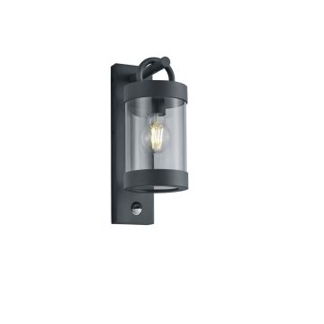 Sambesi Applique Da Esterno Lanterna Con Sensore Di Movimento Metallo Antracite H. 33Cm Trio Antracite