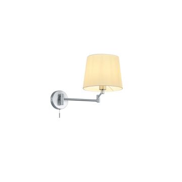 Lyon Applique Doppio Snodo Acciaio Satinato Con Paralume Bianco L. 68,5Cm, D.25,5Cm Trio Grigio cenere