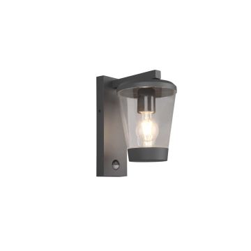 Cavado Applique Da Esterno Antracite Con Diffusore Trasparente Ip44 Con Sensore Movimento H. 28Cm Trio Antracite