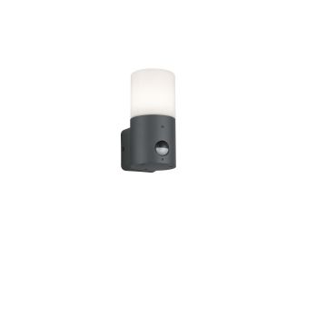 Hoosic Applique Led Cilindro Antracite E Diffusore Bianco Con Sensore Di Movimento H.17 Cm Trio Antracite