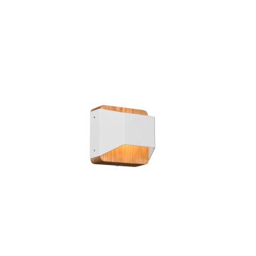 Arino Applique Led Biemissione Legno Naturale Con Fascia Bianca Dimmerabile Con Interruttore L. 12,2Cm Trio Bianco