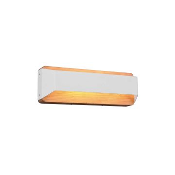 Arino Applique Led Biemissione Legno Naturale Con Fascia Bianca Dimmerabile Con Interruttore L. 35,2Cm Trio Bianco