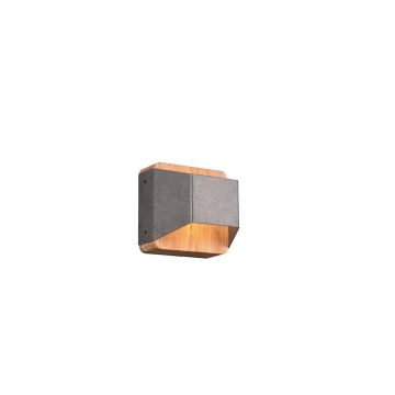 Arino Applique Led Biemissione Legno Naturale Con Fascia Acciaio Anticato Dimmerabile Con Interruttore L. 12,2Cm Trio Grigio cenere