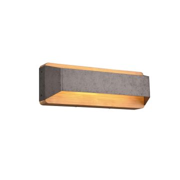 Arino Applique Led Biemissione Legno Naturale Con Fascia Acciaio Anticato Dimmerabile Con Interruttore L. 35,2Cm Trio Grigio cenere