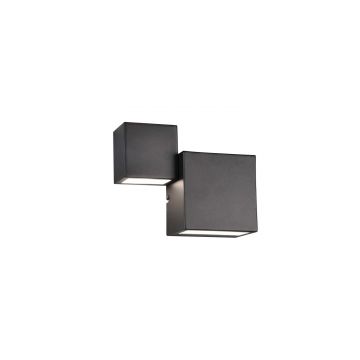 Miguel Applique Metallo Nero Opaco Doppio Cubo A Biemissione Di Luce L. 20,5Cm X H. 16,5Cm Trio Nero