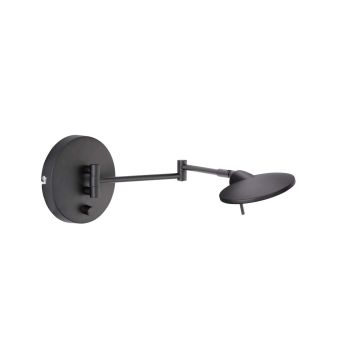 Kazan Applique Led Doppio Braccio Snodabile Nero Opaco Con Dimmer Integrato P.40Cm Trio Nero