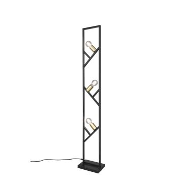 Bela Piantana Nera Con Portalampada Ottone Satinato H. 140Cm Trio Nero