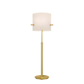 Camden Piantana Paralume Grigio Con Montatura Ottone Satinato Regolabile In Altezza H. 180Cm Max Trio Ottone antico