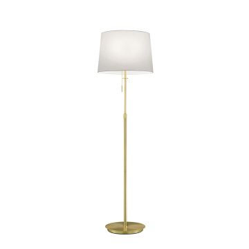 Lyon Piantana Ottone Satinato Con Paralume Bianco Regolabile In Altezza E Con 3 Lampadine Ad Accensione Separata H. 140180Cm, D.46,5Cm Trio Ottone antico