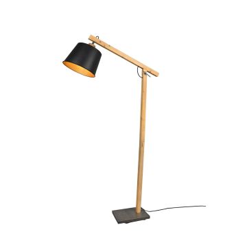 Harris Piantana Diffusore Metallo Nero Interno Oro Con Struttura In Legno Naturale H. 150Cm Trio Nero