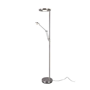 Barrie Piantana Led Con Lampada Da Lettura Acciaio Satinato Con Regolazione Intensita' E Luce Calda E Fredda H. 180Cm Trio Grigio cenere