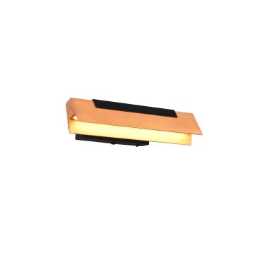 Kerala Applique Led Orientabile Legno Naturale E Metallo Nero Dimmerabile Con Interruttore L. 30Cm Trio Nero