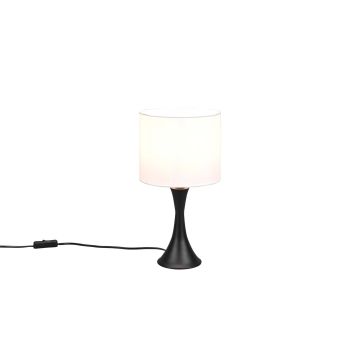 Sabia Lampada Da Tavolo Metallo Nero E Paralume Bianco H. 37,2Cm Trio Nero