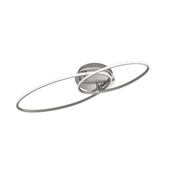 Avus Plafoniera Led Doppia Ellisse Metallo Acciaio Satinato Con Variazione Intensita' Con Interruttore A Parete L. 90Cm Trio 