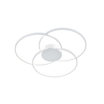 Sedona Applique Led 3 Cerchi Bianco Satinato Dimmerabile 3 Intensita' Con Normale Interruttore A Scatto D.80Cm Trio Bianco