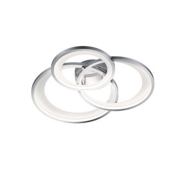 Granada Plafoniera Led Triplo Cerchio Cromo Con Riflettore Bianco Opaco Con Funzione Regolazione Intensita' Con Interruttore Parete L. 71,5Cm Trio 