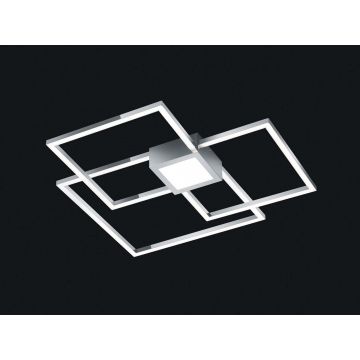 Hydra Plafoniera Led Cromo Triplo Quadrato+Luce Centrale Dimmerabile Con Interr. L. 65X65Cm Trio 