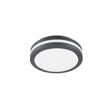 Piave Plafoniera Led Da Esterno Antracite Con Sensore Di Movimento Ip54 D.30Cm Trio 