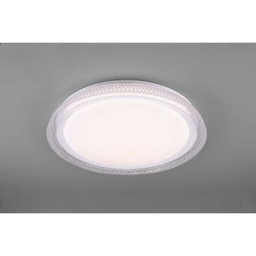 Heracles Plafoniera Led Diffusore Bianco Effetto Stelle Con Bordo Trasparente Rigato E Telecomando Multifunzione D.50 Trio 