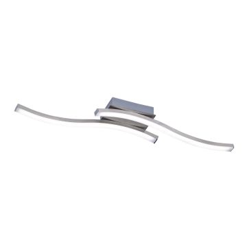 Route Plafoniera Led 2 Bacchette Ondulate Acciaio Satinato L. 54Cm Trio 