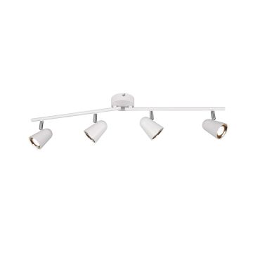 Toulouse Barra 4 Spots Led Bianco Satinato Con Bordo Cromato L. 78Cm Trio Bianco