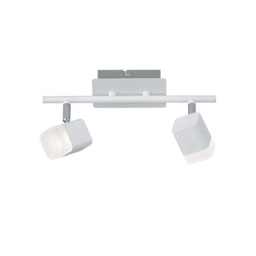 Roubaix Barra 2 Spots Led Quadrati Metallo Bianco Opaco L.30Cm Trio Bianco