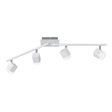 Roubaix Barra 4 Spots Led Quadrati Metallo Bianco Opaco L.80Cm Trio Bianco