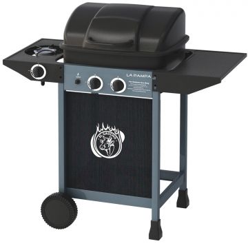 La Pampa 2+1 - BBQ a gas e pietra lavica - 3 Fuochi Frankystar Nero