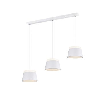 Baroness Sospensione 3 Coni Metallo Bianco Con Doppio Diffusore Metacrilato D. 25Cm L.105Cm Trio Bianco