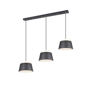Baroness Sospensione 3 Coni Metallo Nero Con Doppio Diffusore Metacrilato D. 25Cm L.105Cm Trio Antracite