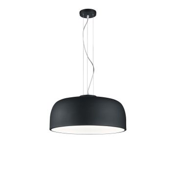 Baron Sospensione Tonda Metallo Nero Con Diffusore Satinato D.52 Cm Trio Nero