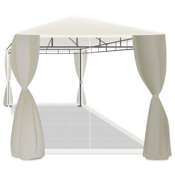 Kios - Gazebo da giardino 3x4 m - zanzariere e tende laterali Frankystar Écru