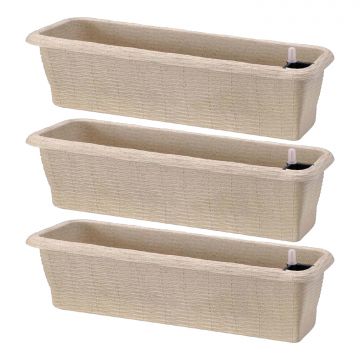 Paglia - Set di 3 fioriere auto-innaffianti 60x20cm Frankystar Kaki