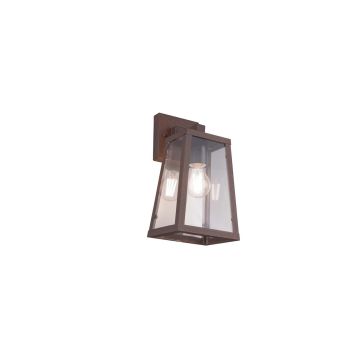 Arkansas Applique Da Esterno Down Fusione Di Alluminio Verniciata Effetto Riggine Con Diffusore 4 Lati In Vetro Trasparente Ip44 H.32Cm Trio 