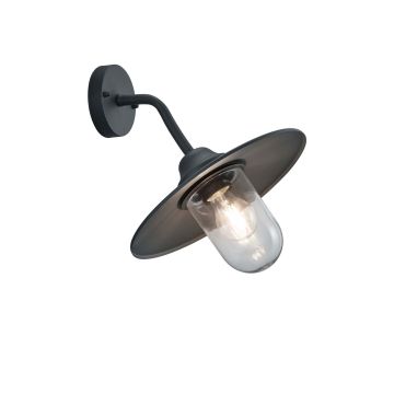 Brenta Applique Da Esterno Down Fusione Di Alluminio Verniciata Antracite Con Diffusore Vetro Trasparente Ip44 H.35Cm Trio 