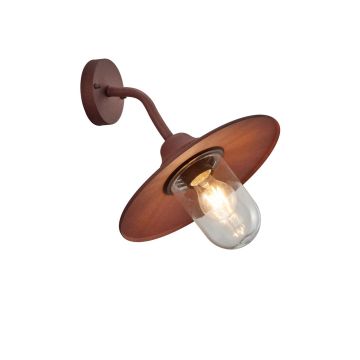 Brenta Applique Da Esterno Down Fusione Di Alluminio Verniciata Effetto Ruggine Con Diffusore Vetro Trasparente Ip44 H.35Cm Trio 