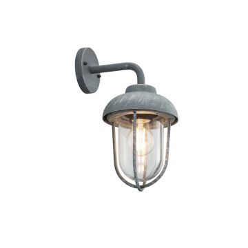 Duero Applique Da Esterno Down Fusione Di Alluminio Verniciata Effetto Bianco Anticato Con Diffusore Vetro Trasparente Ip44 H.32Cm Trio 