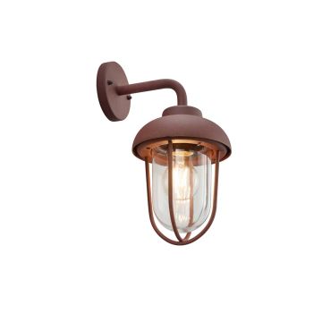 Duero Applique Da Esterno Down Fusione Di Alluminio Verniciata Effetto Ruggine Con Diffusore Vetro Trasparente Ip44 H.32Cm Trio 