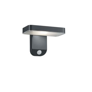 Esquel Applique Led Da Esterno Solare Ricaricabile Antracite Con Sensore Di Movimento Ip44 L.18Cm Trio Nero