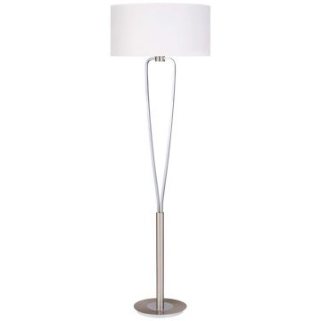 Paris Ii Piantana Acciaio Satinato Con Paralume Ed Interruttore H. 160Cm Trio Grigio cenere
