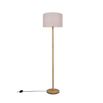 Korba Piantana Base Legno Naturale Con Paralume Bianco H. 162Cm Trio 