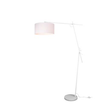 Ponte Piantana Metallo Bianco Doppio Snodo Con Paralume D. 40Cm H. 165Cm Trio Bianco