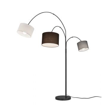 Clark Piantana Nero Opaco Ad Arco Con 3 Paralumi Diversi Diametri E Colori H. 194Cm Trio Nero
