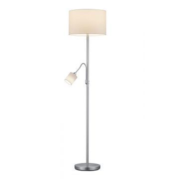 Hotel Piantana Acciaio Con Lampada Da Lettura Paralumi Bianchi Con Accensioni Separate H. 170Cm Trio Grigio cenere
