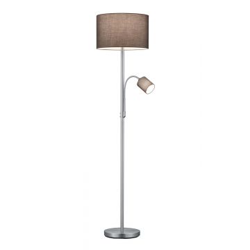 Hotel Piantana Grigia Con Lampada Da Lettura Paralumi Bianchi Con Accensioni Separate H. 170Cm Trio Grigio cenere