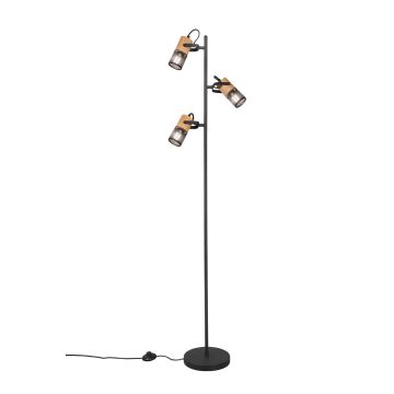 Tosh Piantana 3 Cilindri Gabbia Metallo Nero Opaco E Legno H. 150Cm Trio Nero